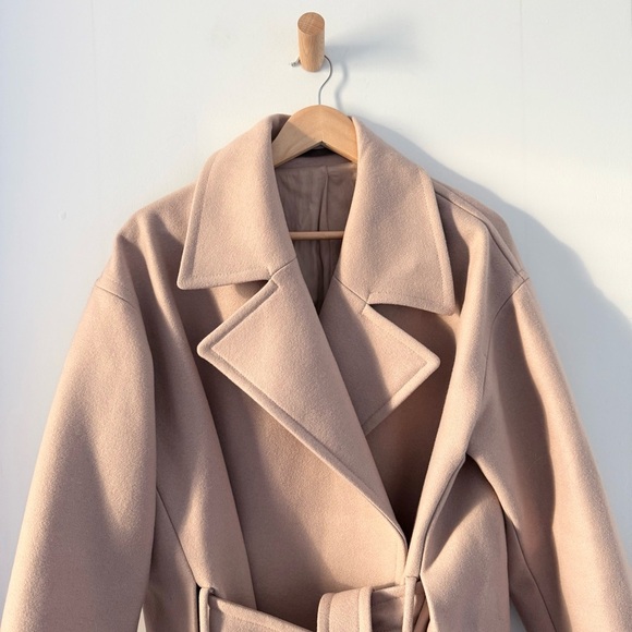 AllSaints blush pink Indira Nesi wool belted wrap coat - Large - Picture 8 of 14